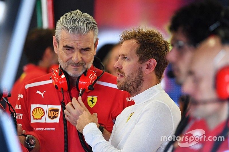 Sebastian Vettel, Ferrari and Maurizio Arrivabene, Ferrari Team Principal