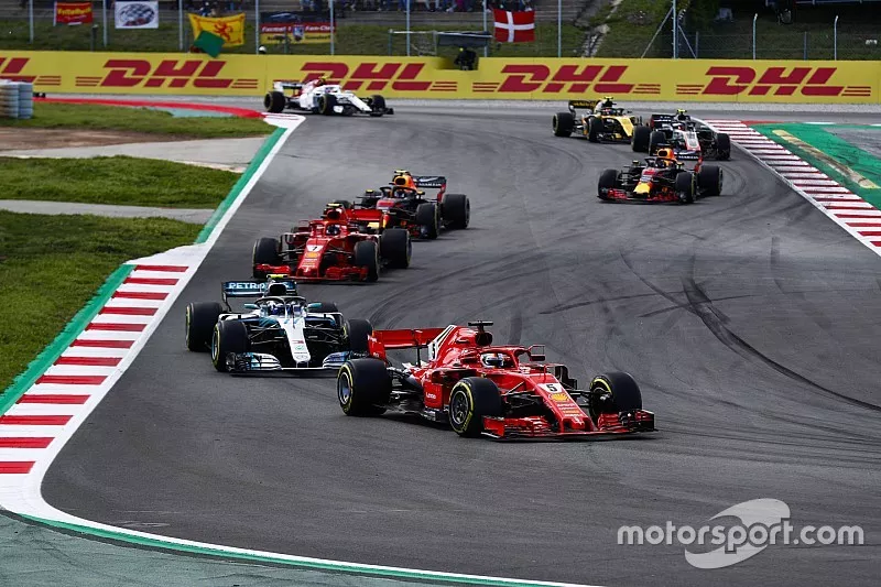 Sebastian Vettel, Ferrari SF71H, Valtteri Bottas, Mercedes AMG F1 W09, Kimi Raikkonen, Ferrari SF71H, Max Verstappen, Red Bull Racing RB14, Daniel Ricciardo, Red Bull Racing RB14