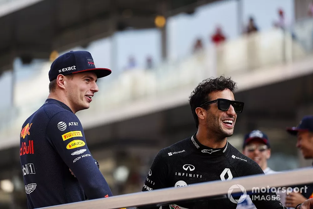 Max Verstappen, Red Bull Racing et Daniel Ricciardo, Renault F1 Team 