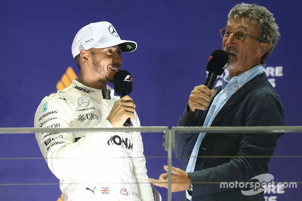 Podium: race winner Lewis Hamilton, Mercedes AMG F1,  Eddie Jordan, Channel 4 F1 TV on the podium