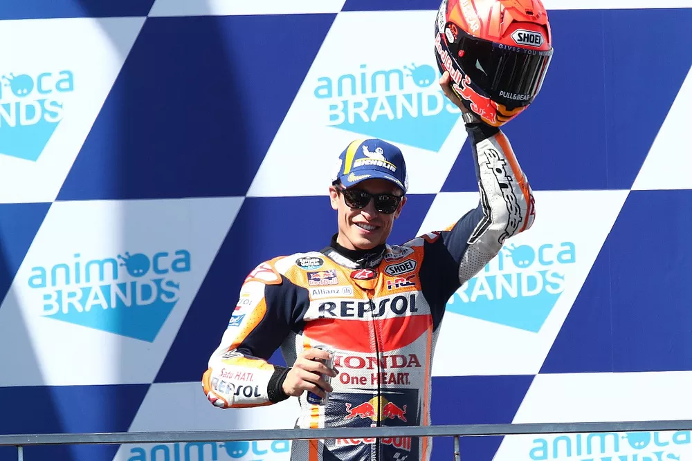 Podio: segundo lugar Marc Márquez, Equipo Repsol Honda