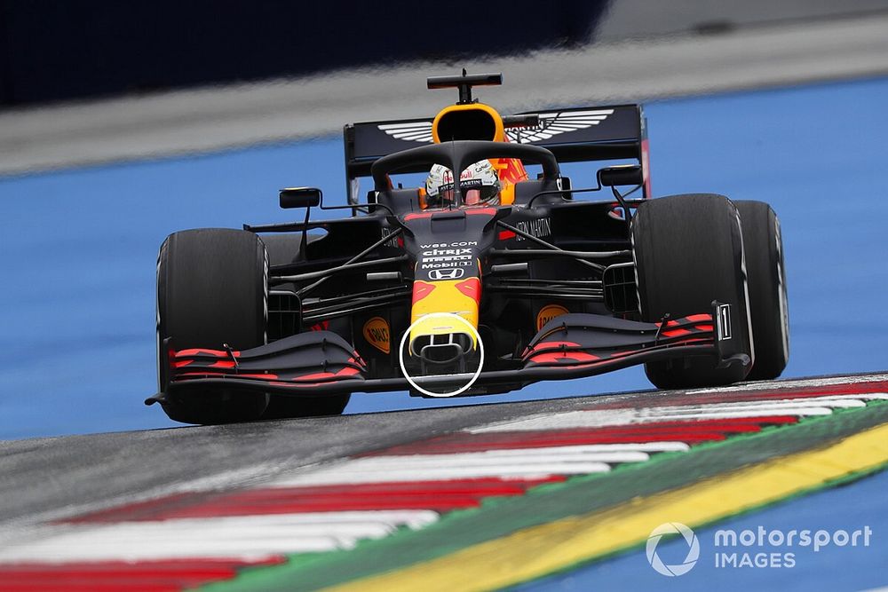 Detalle del morro del Red Bull Racing RB16 de Verstappen
