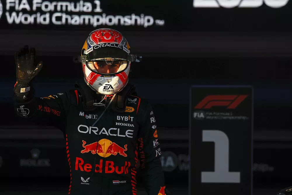 Max Verstappen, Red Bull Racing, 1st position, in Parc Ferme