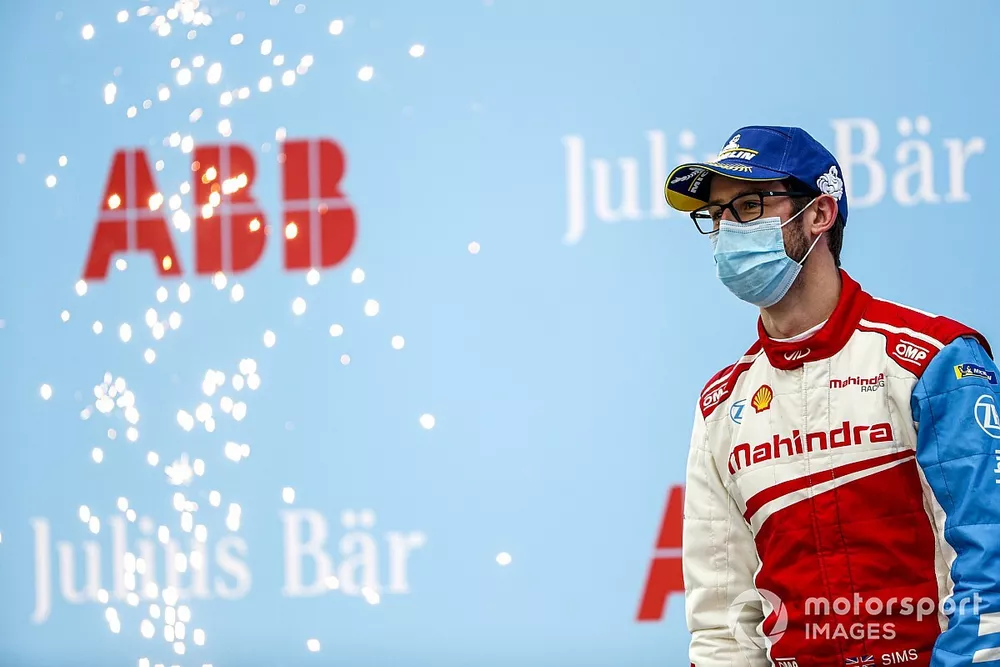 Alexander Sims, Mahindra Racing, 3rd position, on the podium
