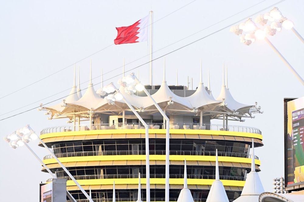 The Bahrain flag flies over the circuit