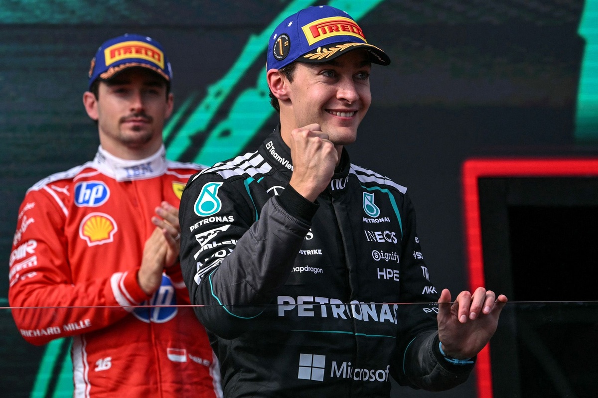 Russell lidera Mercedes por 1-2, estratégia da Ferrari falha