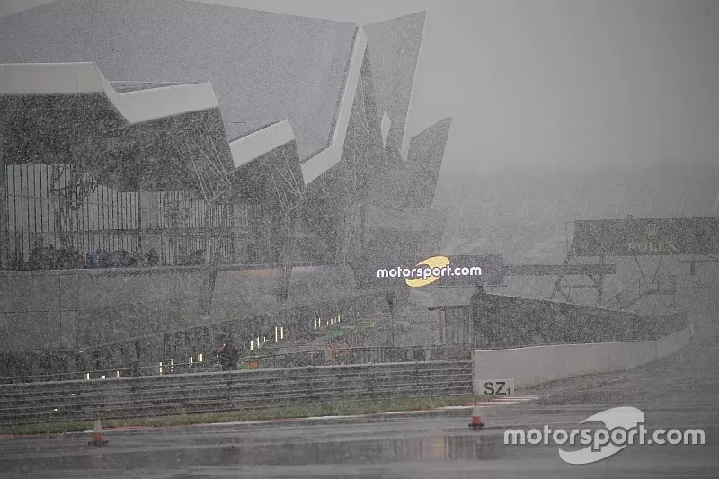 Snowy pitlane at Silverstone WEC FP3