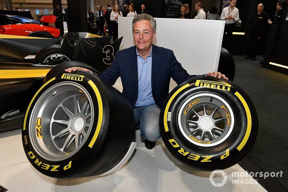 Mario Isola, Racing Manager, Pirelli Motorsport with the new 18-inch Pirelli tyres