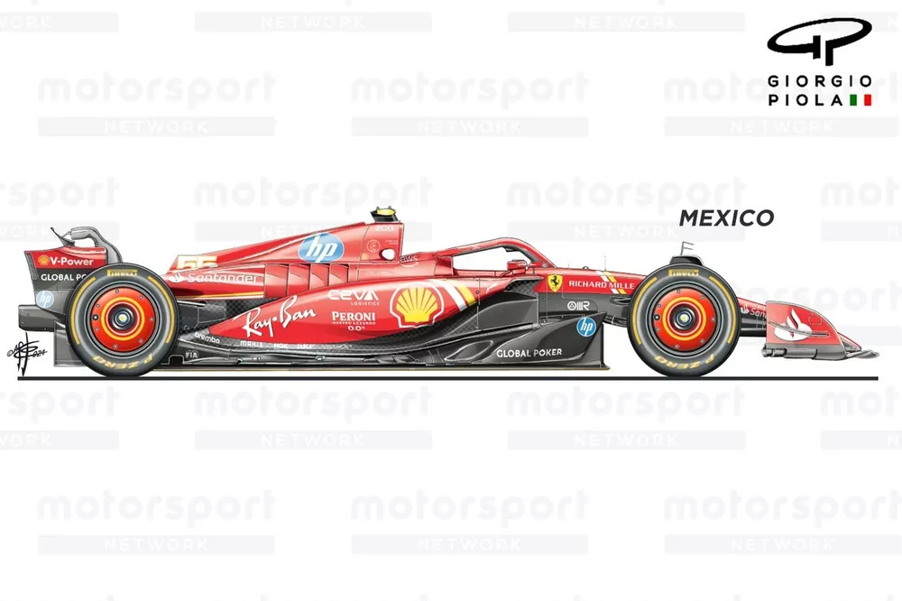 Ferrari SF-24 side view, Mexican GP