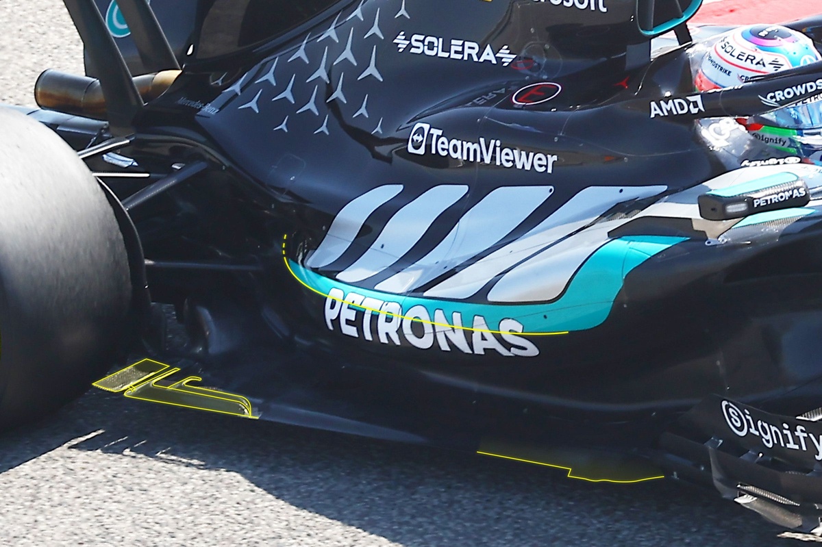 Primera actualización importante en el Mercedes W17: pontones, suelo y difusor