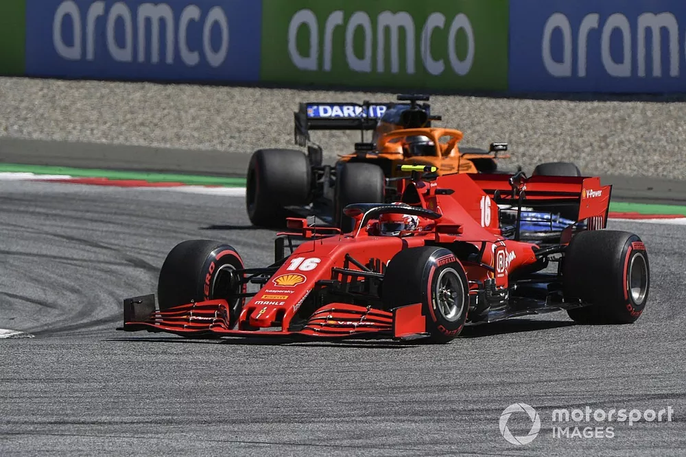 Charles Leclerc, Ferrari SF1000 and Carlos Sainz Jr., McLaren MCL35 