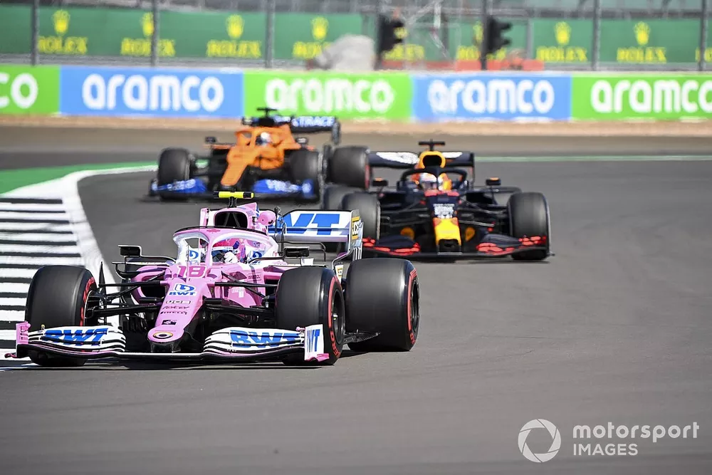 Lance Stroll, Racing Point RP20, Max Verstappen, Red Bull Racing RB16, e Carlos Sainz Jr., McLaren MCL35