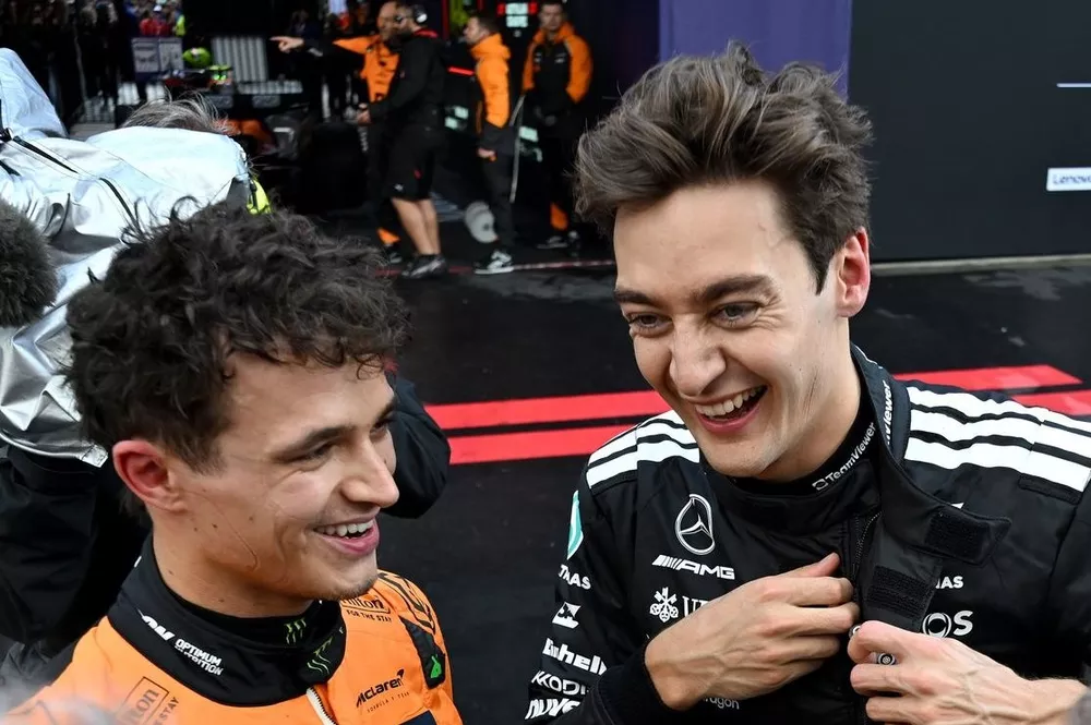 Lando Norris, McLaren, George Russell, Mercedes, Zak Brown, McLaren