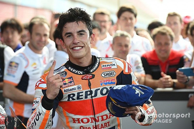 Race winner Marc Marquez, Repsol Honda Team celebrates in parc ferme