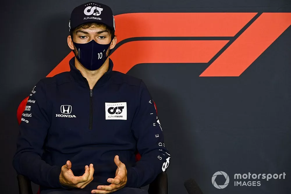 Pierre Gasly, AlphaTauri, in a Press Conference