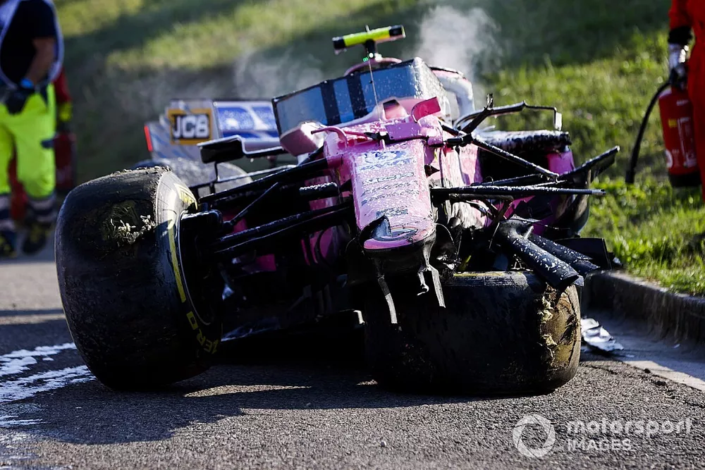 La Racing Point RP20 de Lance Stroll apr&egrave;s son accident