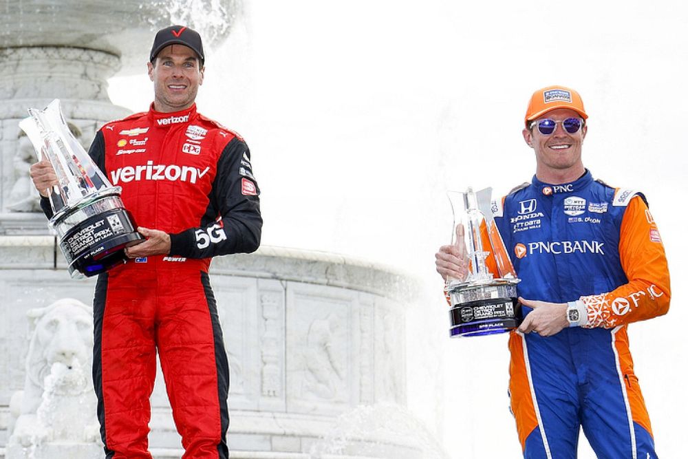 Alexander Rossi, Andretti Autosport Honda, Will Power, Team Penske Chevrolet, Scott Dixon, Chip Ganassi Racing Honda, podium