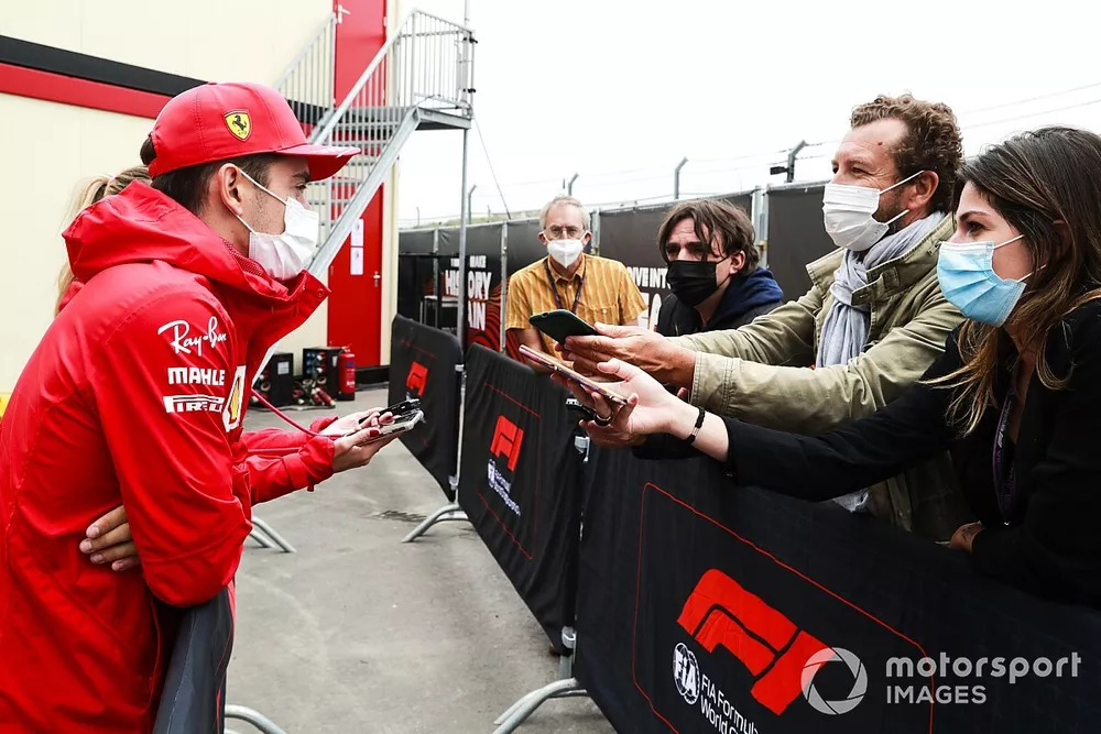 Charles Leclerc, Ferrari speaks to the media