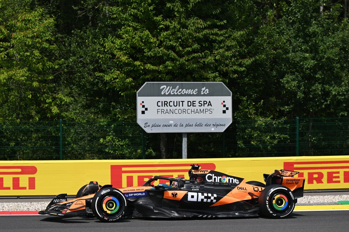 F1: Piastri lidera único treino livre do fim de semana em Spa; Bortoleto é 13º