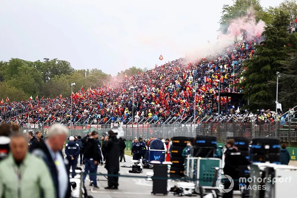 Fans fill the grandstands with Ferrari red
