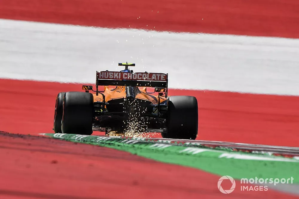 Sparks kick up from Lando Norris, McLaren MCL35