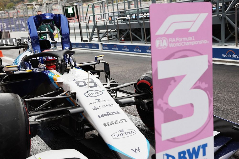 George Russell, Williams FW43B, llega a Parc Ferme
