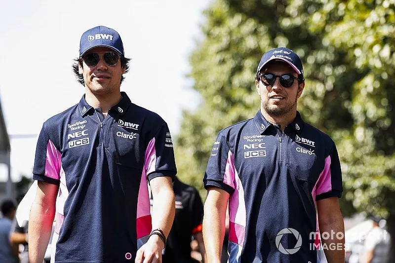 Lance Stroll, Racing Point, and Sergio Perez, Racing Point