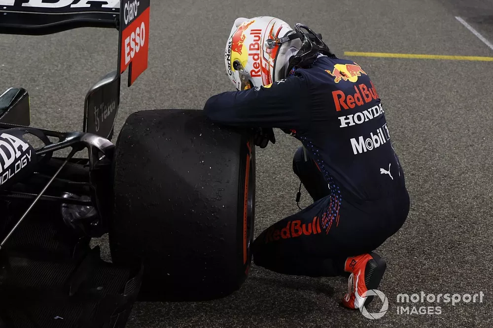 Max Verstappen, Red Bull Racing, 1st position, arrives in Parc Ferme after securing the 2021 drivers championship