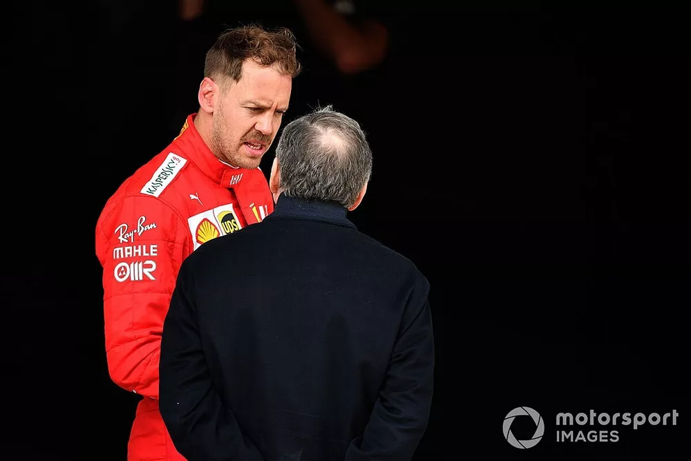 Sebastian Vettel, Ferrari, con Jean Todt, FIA