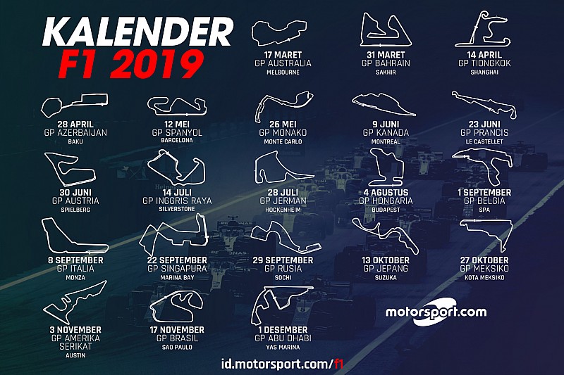 Kalender resmi Formula 1 2019