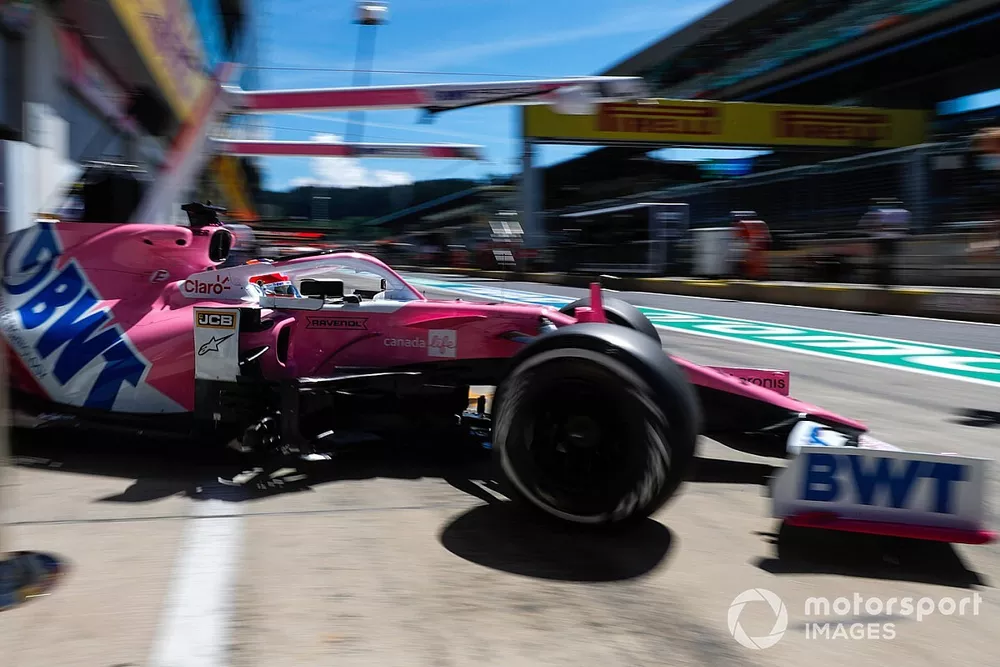Sergio Perez, Racing Point RP20, leaves the garage