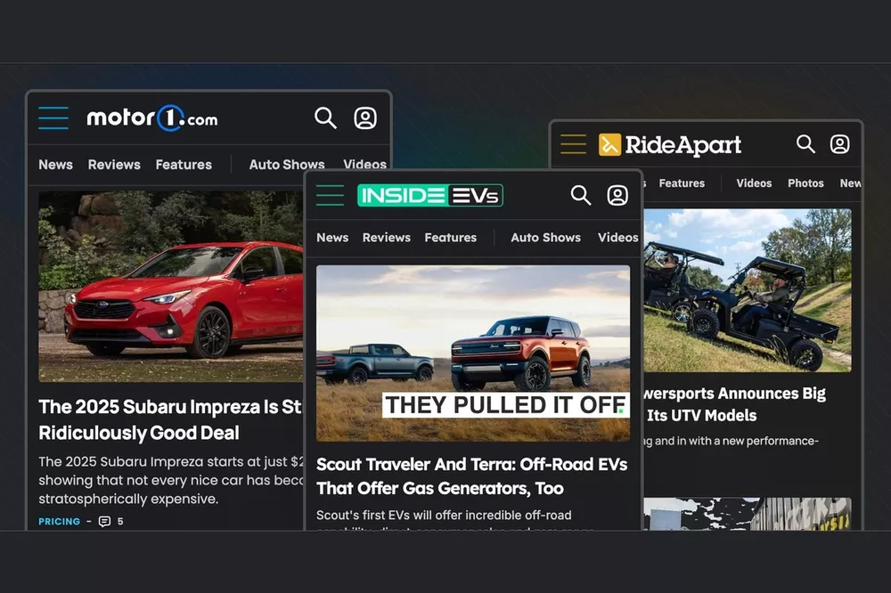Site redesign Motor1, InsideEVs, RideApart