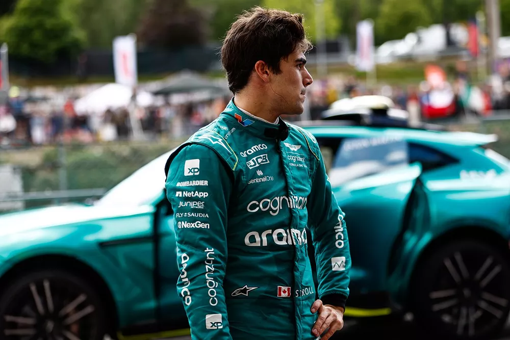 Lance Stroll, Aston Martin F1 Team, in Parc Ferme