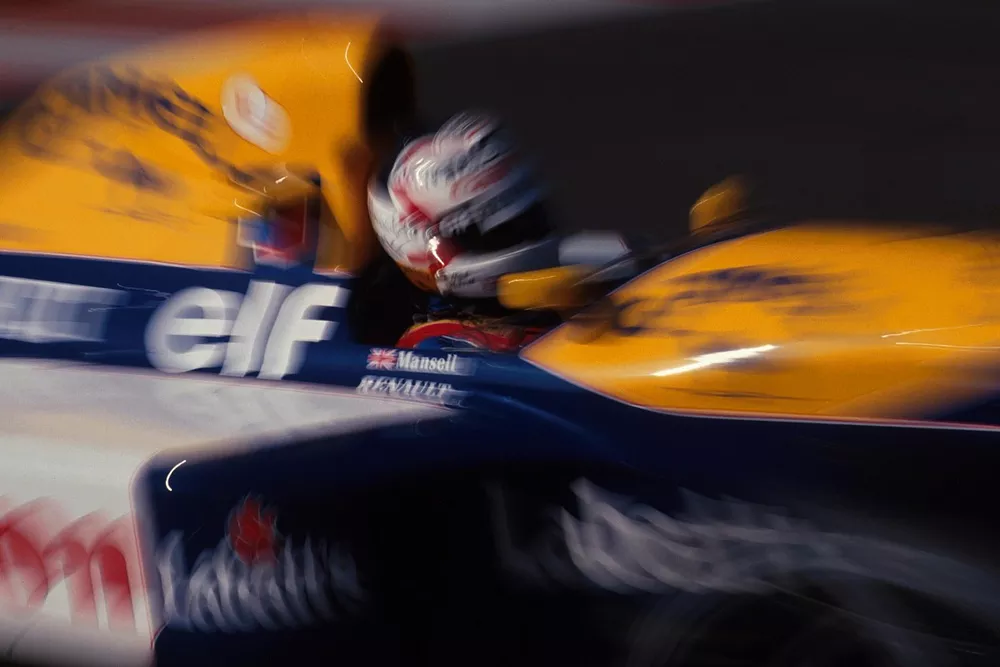 Nigel Mansell (GBR) Williams FW14B, 2nd Place. Belgian Grand Prix, Spa, 30 August 1992