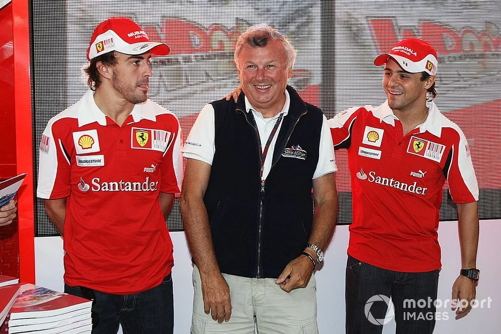 Fernando Alonso, Ferrari avec le photographe Ercole Colombo et Felipe Massa, Ferrari