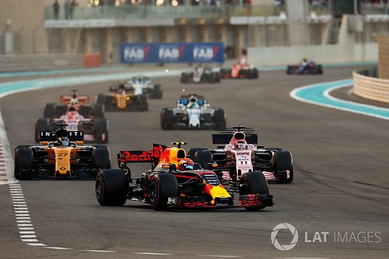 Max Verstappen, Red Bull Racing RB13, Sergio Perez, Sahara Force India F1 VJM10, Nico Hulkenberg, Re
