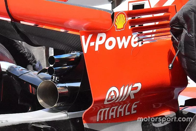 Ferrari SF71H, dettaglio dello scarico e dell'ala posteriore