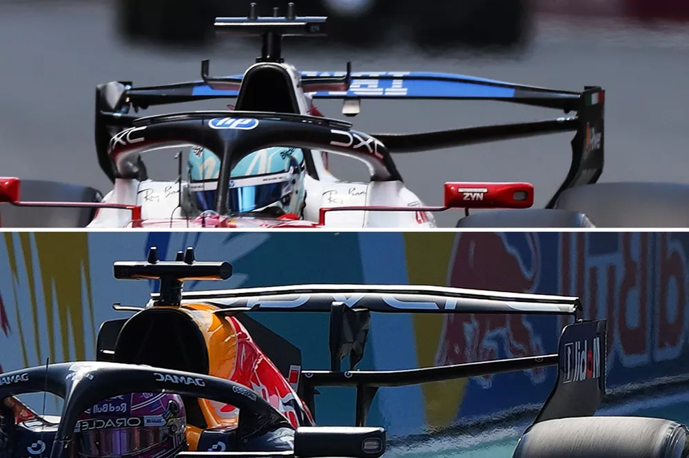 Comparaci&oacute;n de los alerones traseros de Ferrari y Red Bull