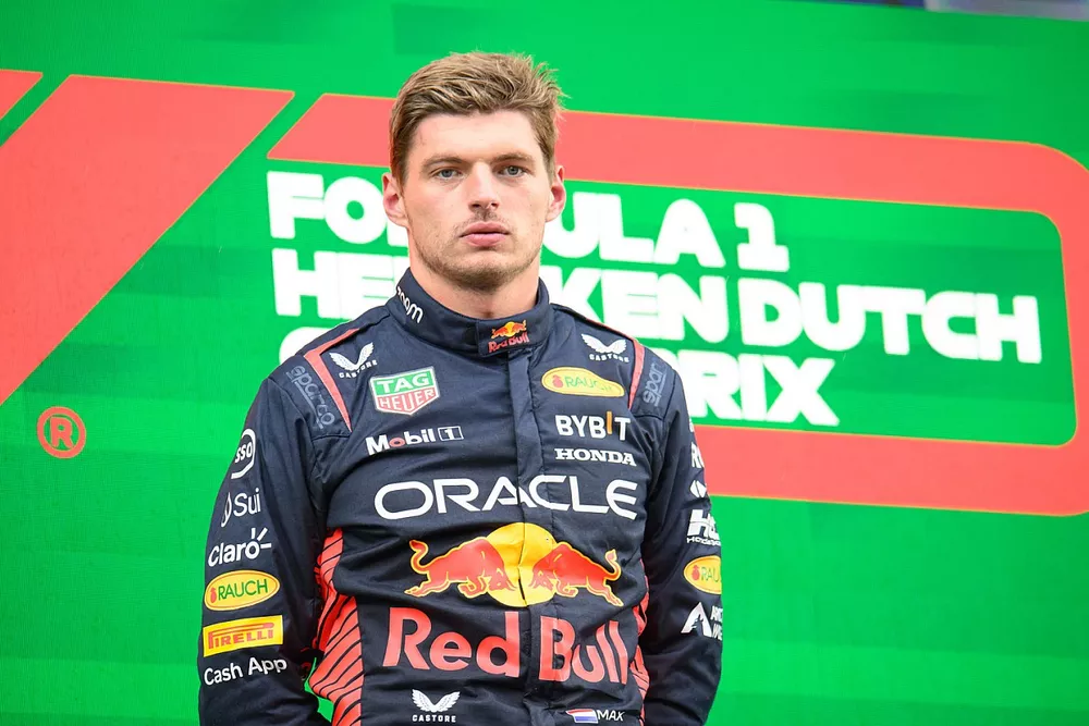Podio: ganador Max Verstappen, Red Bull Racing