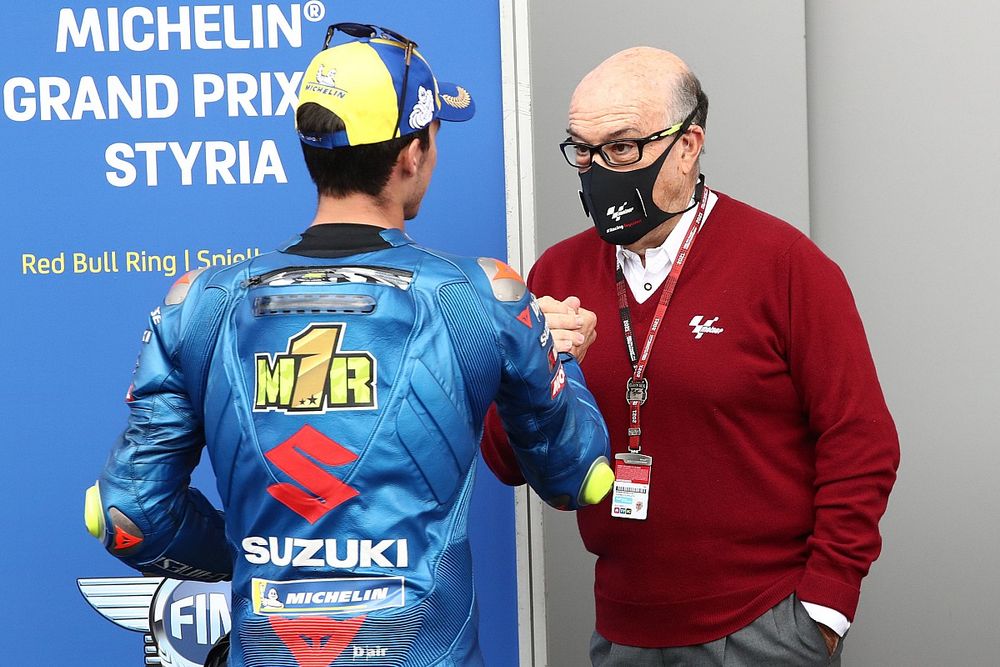 Joan Mir, Team Suzuki MotoGP Carmelo Ezpeleta, CEO Dorna Sports
