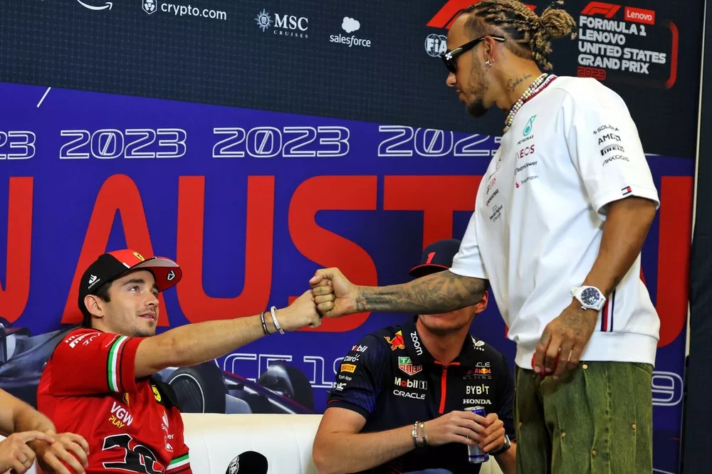 Charles Leclerc, Scuderia Ferrari Lewis Hamilton, Mercedes-AMG