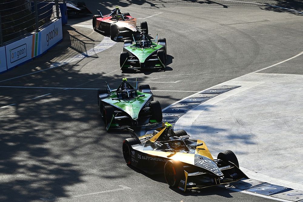 Jean-Eric Vergne, DS Penske, DS E-Tense FE23, Nick Cassidy, Envision Racing, Jaguar I-TYPE 6, Sebastien Buemi, Envision Racing, Jaguar I-TYPE 6, Oliver Rowland, Mahindra Racing, Mahindra M9Electro