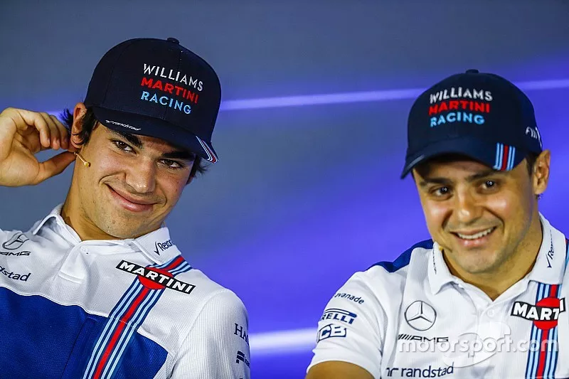 Lance Stroll, Williams, Felipe Massa, Williams, tijdens de persconferentie