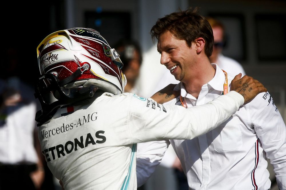 Race winner Lewis Hamilton, Mercedes AMG F1 W10 celebrates in Parc Ferme with James Vowles, Motorsport Strategy Director, Mercedes-AMG