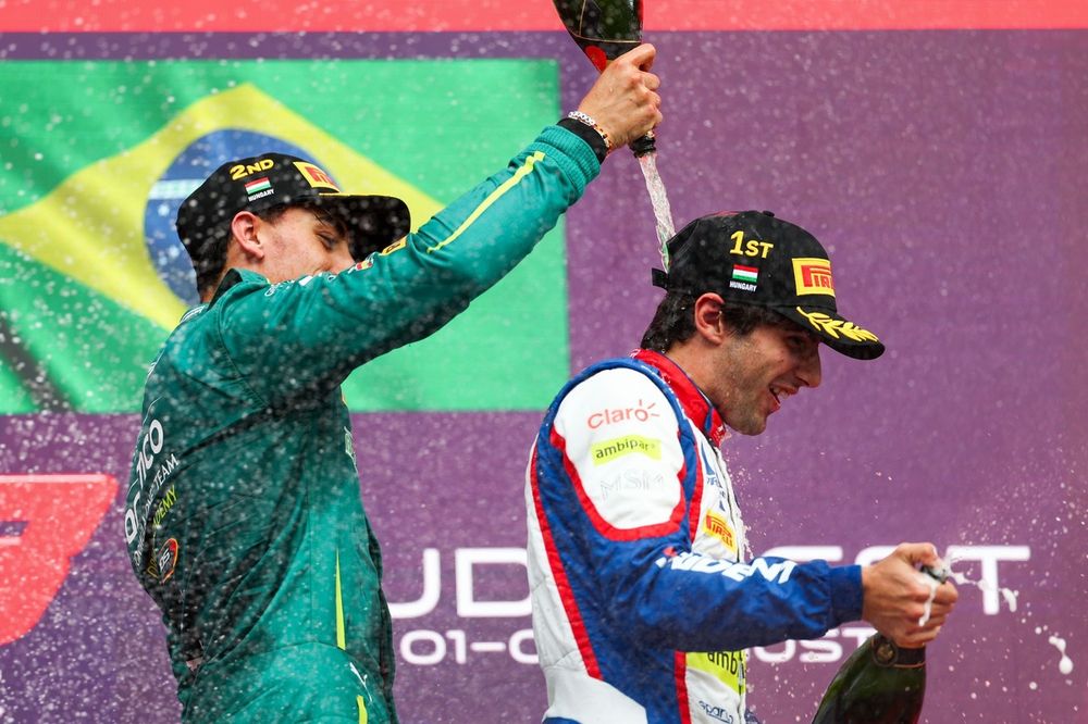 Podium: F3 Drivers champion and race winner Rafael Camara, Trident, second place Mari Boya, Campos Racing