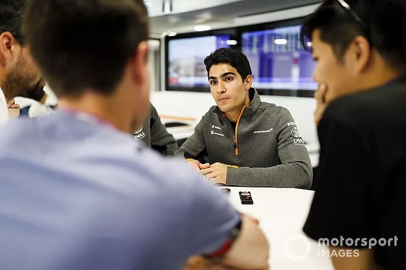 Sergio Sette Camara, McLaren speaks to the media