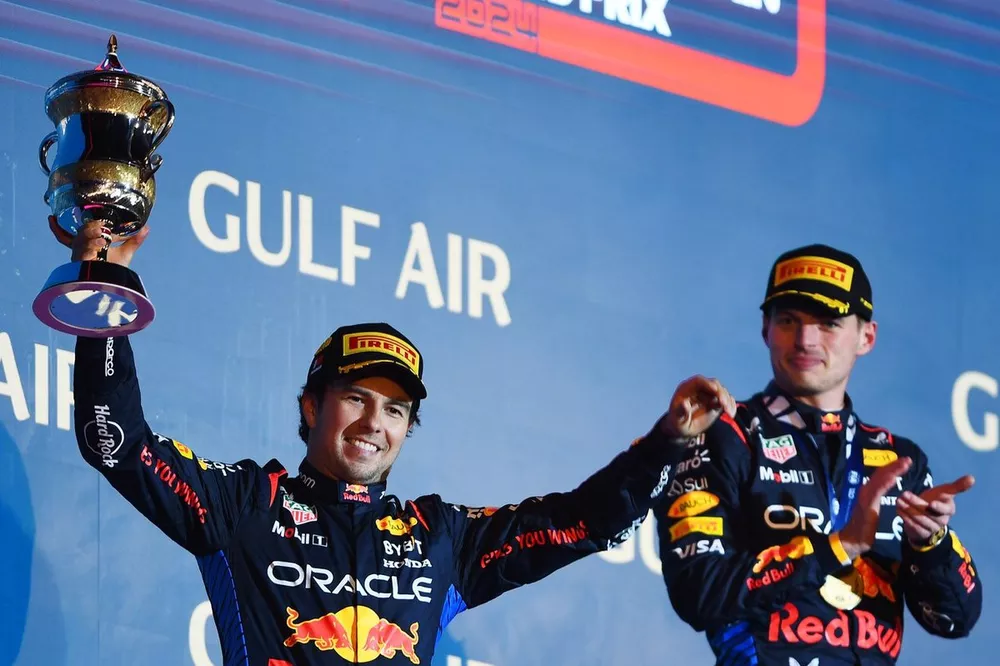 Podium: second place Sergio Perez, Red Bull Racing
