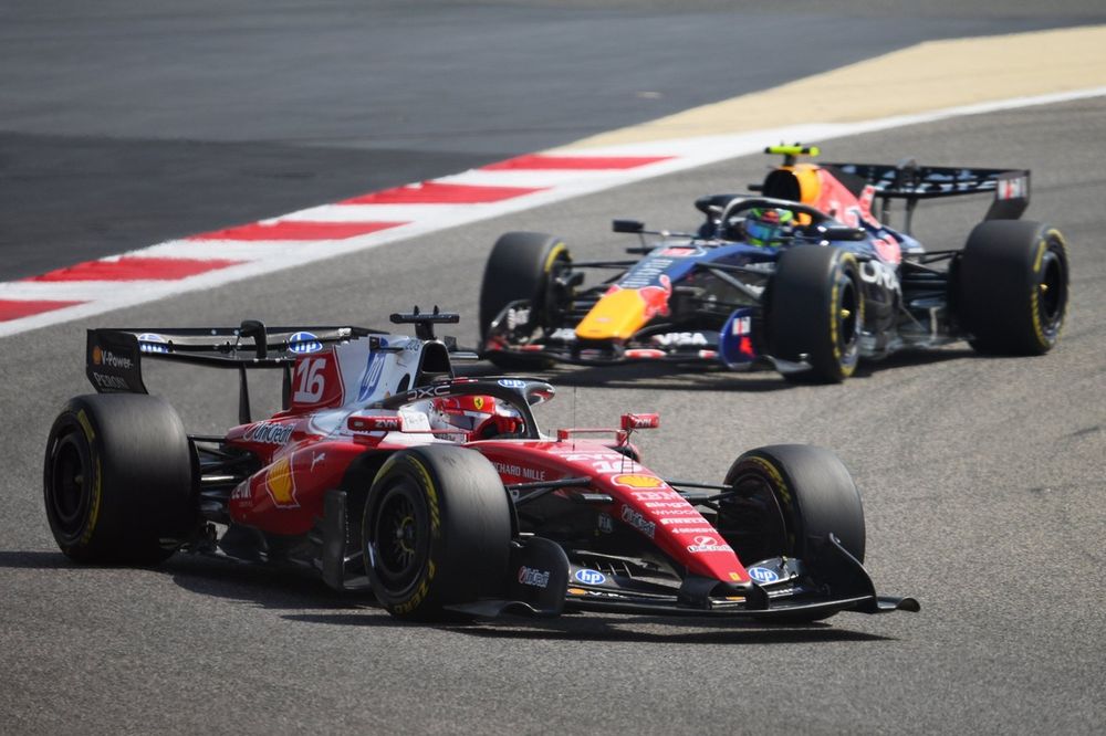 Charles Leclerc, Ferrari, Isack Hadjar, Red Bull Racing