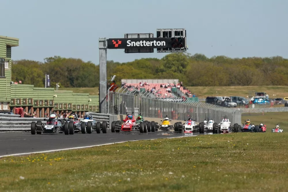 Tom Gadd (112) leading the Classic Formula Ford race one