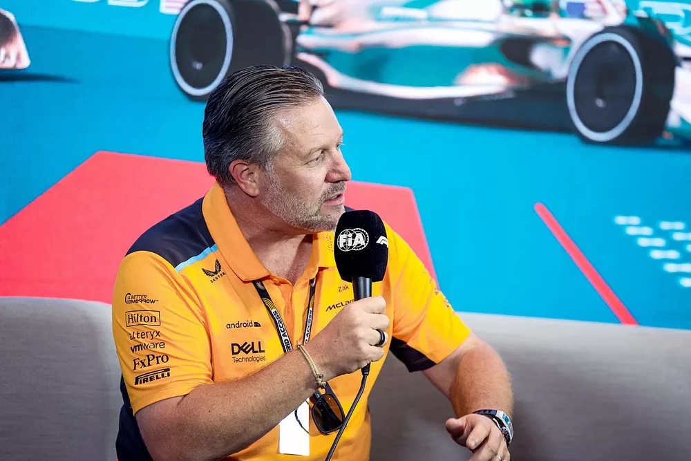 Zak Brown, CEO, McLaren Racing, in the team principals Press Conference